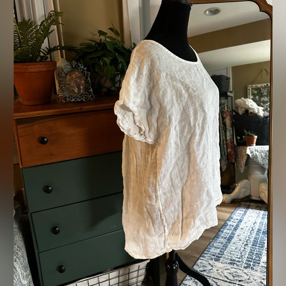 Women’s Terzo Millennio Made in Italy White Linen Blouse Top Size Small - Picture 7 of 9